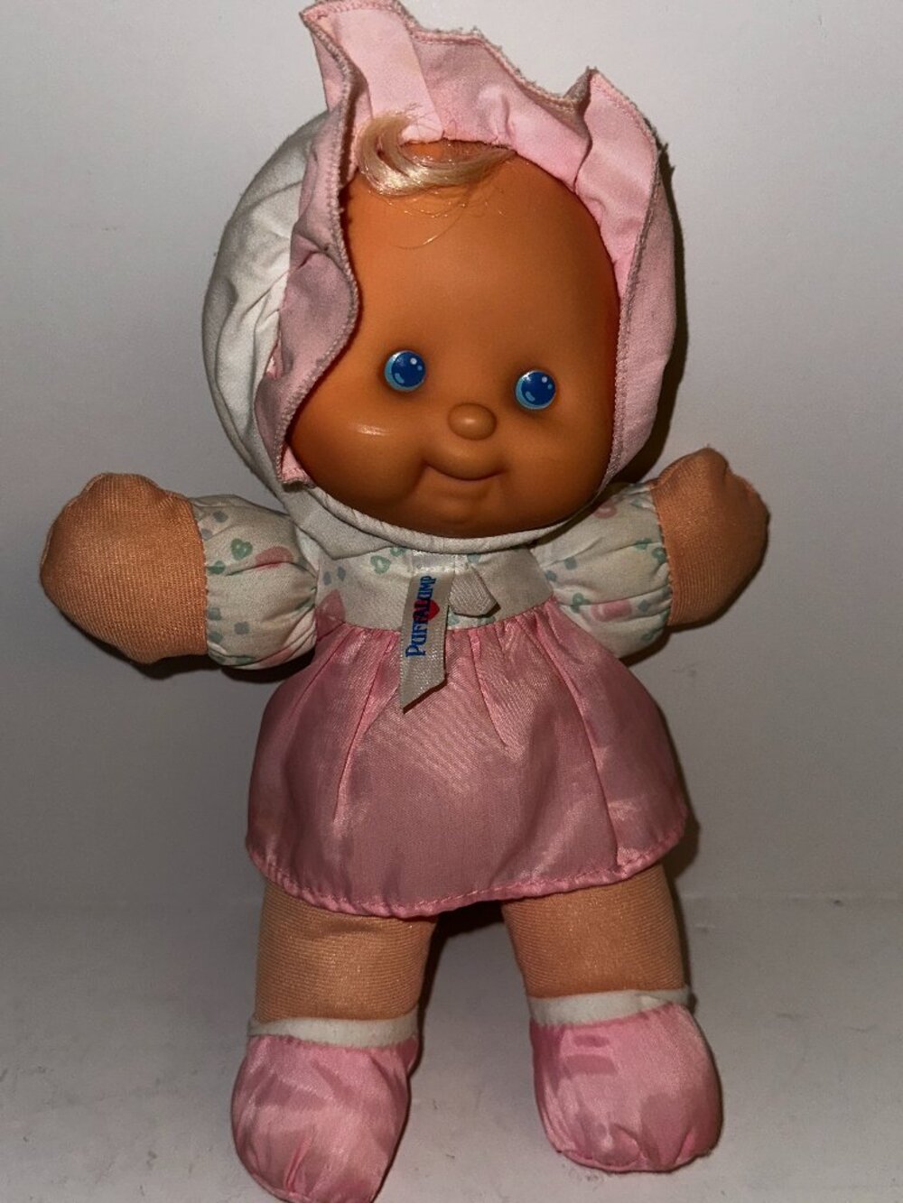 Fisher Price Puffalump Baby Doll Baby Plush Toy Rattle Vintage 1994 11" pink